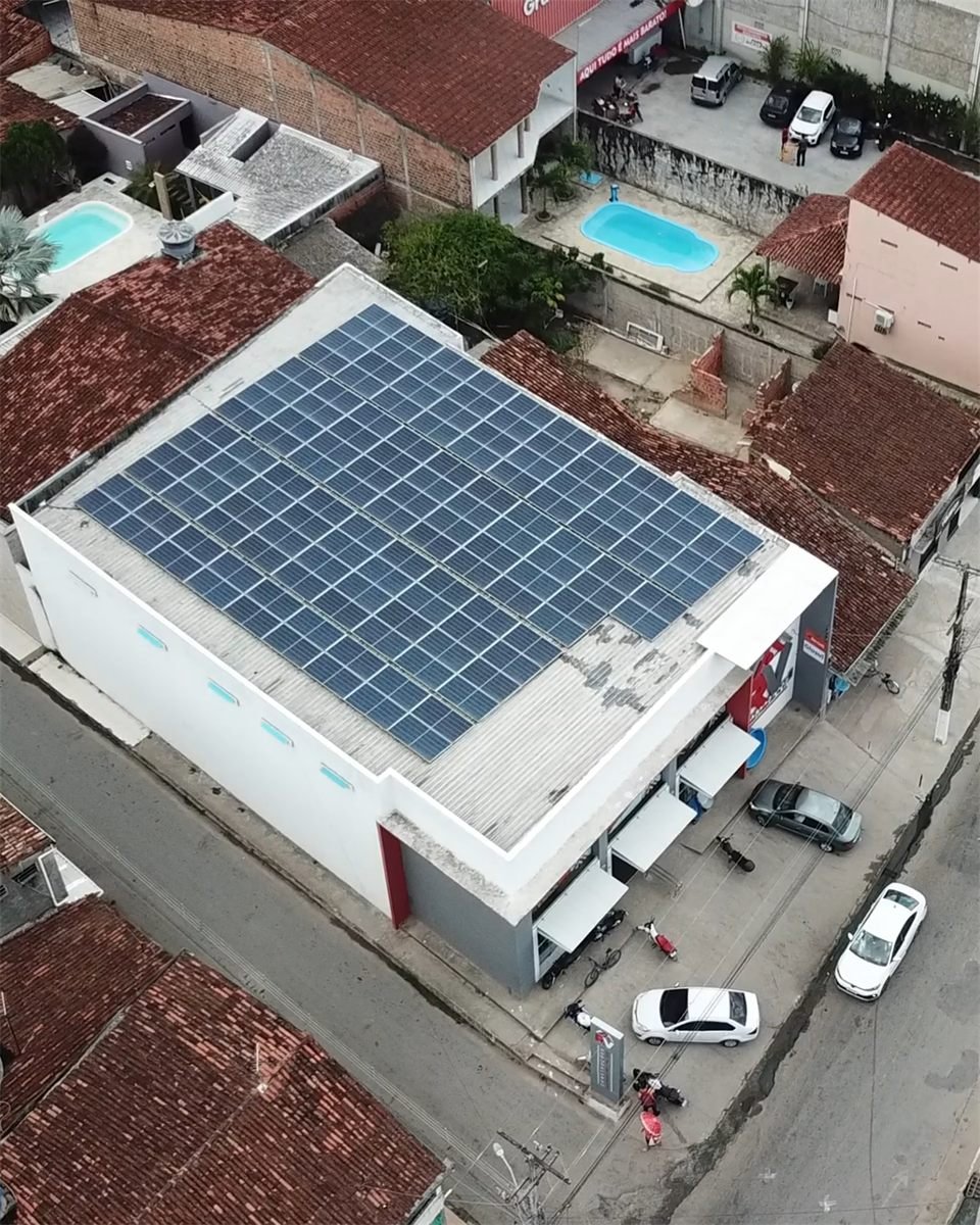 Instalação solar residencial vista de cima